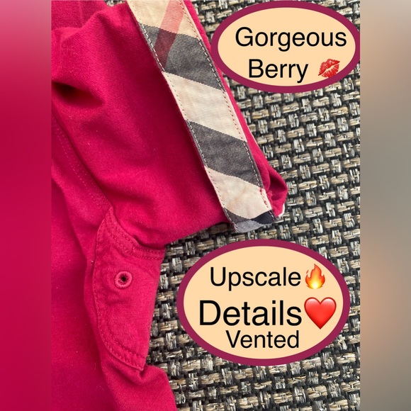 BURBERRY BRIT Upscale Pocket Tee🔥Scoop neck/LOGO/Nova Check🔥BERRY💋EUC🔥Medium - Picture 4 of 17